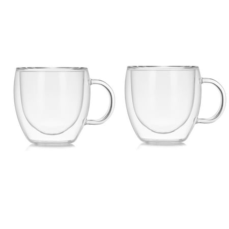 

2Pcs High Borosilicate Transparent Water Cup 250Ml Coffee with Handle Heat Resistant Double Layer Glass