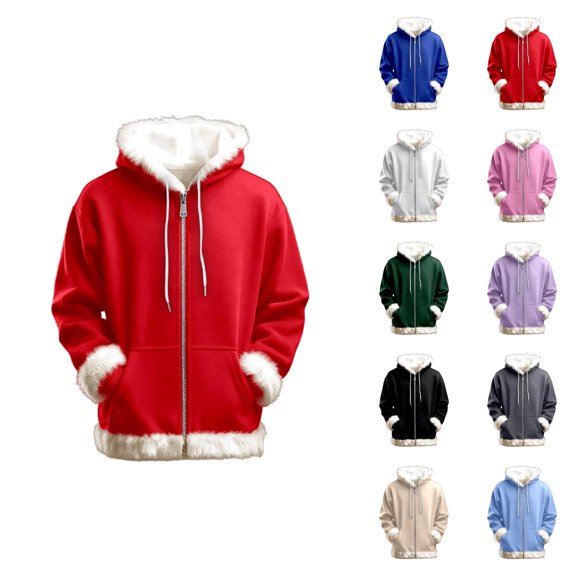 Women's Zip Up Hoodie 2026 Long Sleeve Fashion Fur Trim Plain Hooded Sweatshirt with Pockets Jacket Coat