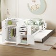 thumbnail image 3 of Harper & Bright Designs Twin Size Platform Bed with Bookshelf and Movable Wardrobe, Wood Storage Bed with Trundle Bed, White, 3 of 16