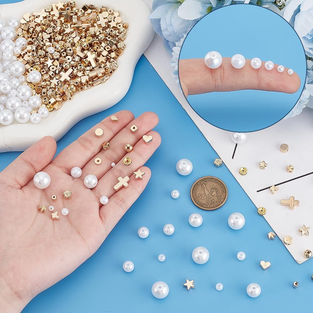 1 Set DIY Beads Kit including Acrylic Beads with CCB Plastic Beads Iron Rhinestone Spacer Beads Mixed Shapes 3~13x3~12x2.8~12mm Hole: 1~2mm 1750pcs/set