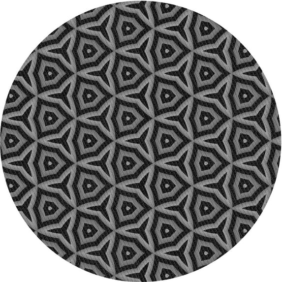 Ahgly Company Indoor Round Patterned Battleship Gray Area Rugs, 6' Round