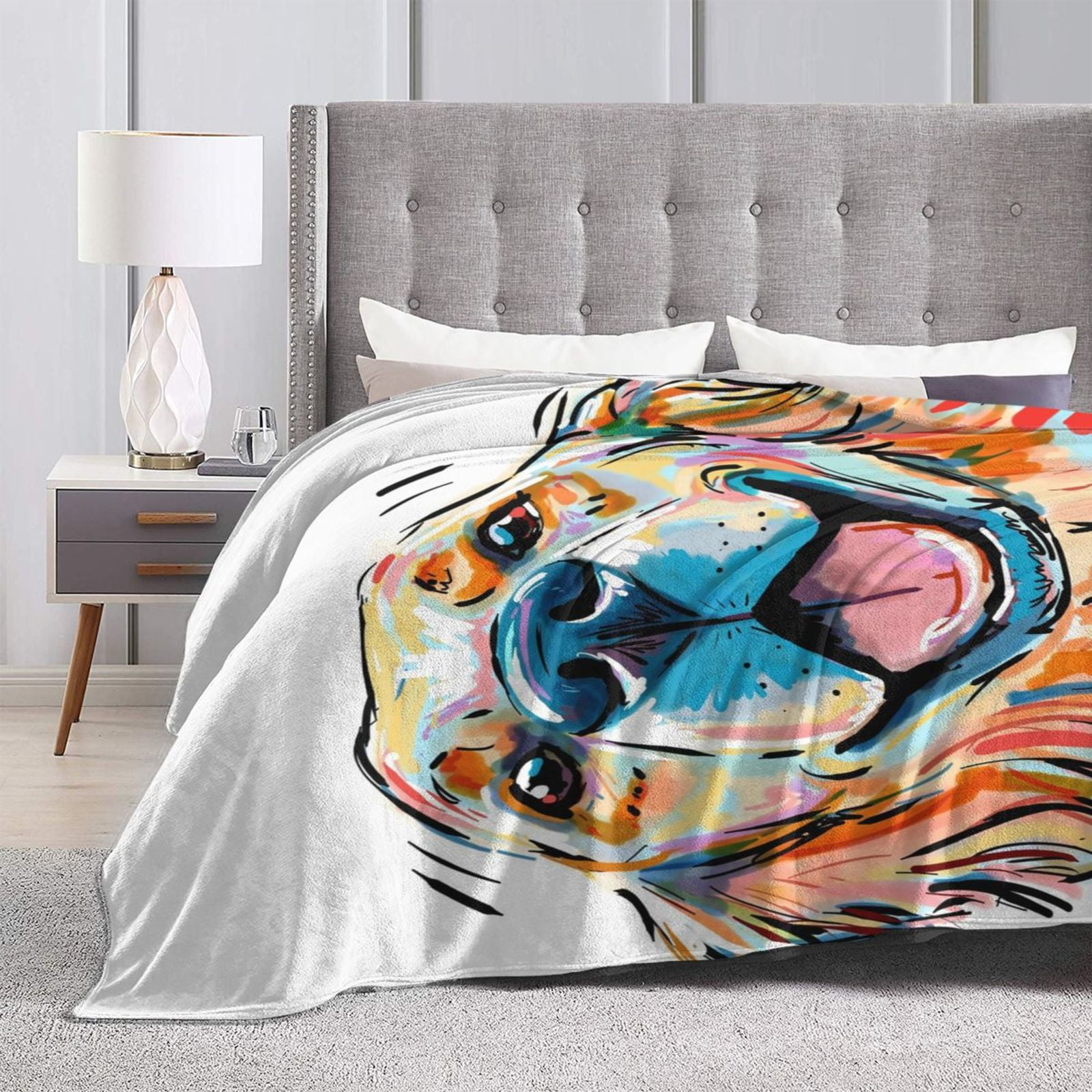 Wijzvio Golden Retriever Dog Throw Blanket Soft Fuzzy Fleece Blanket For Couch Bed Living Room Decoration 50"X40"