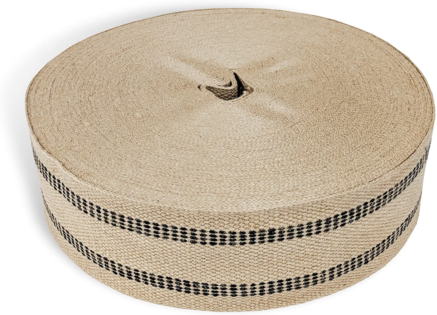 Upholstery or Craft Jute bing, 3.5" x 72 Yards Natural with Black