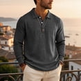 thumbnail image 7 of Havenx Mens Slub Cotton Linen Polo Shirts Long Sleeve Button Down Polo Shirt Collared Tshirts Ultra Comfortable Casual Soft Lightweight Clothes,Black XL, 7 of 7