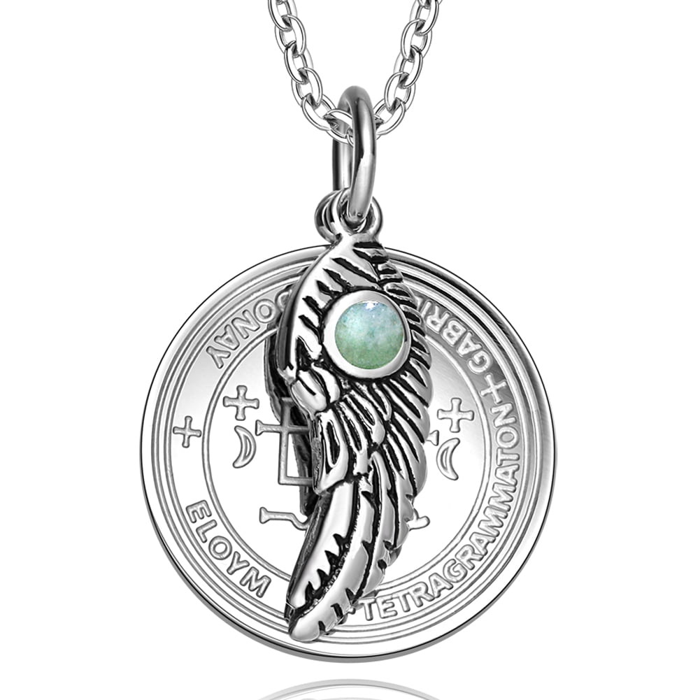 Archangel Gabriel Sigil Amulet Magic Powers Angel Wing Charm Green
