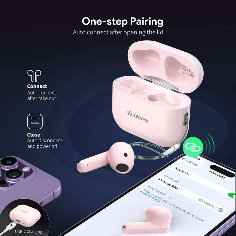 Esoulk True Wireless in Ear Headphones, Crystal Clear Noise