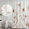 thumbnail image 5 of Brown Red Spring Floral Shower Curtain, Waterproof Shower Curtains for Bathroom, Summer Flowers Botanical Elegant Washable Fabric Bathtub Curtain Set Bath Decor with 12 Hooks Standard 72"x72", 5 of 8
