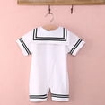 thumbnail image 4 of BemeyourBBs Baby Boy Girl Sailor Outfit Short Sleeve Striped Marine Navy Romper Bodysuit Jumpsuit Summer Party Casual Clothes, 4 of 7