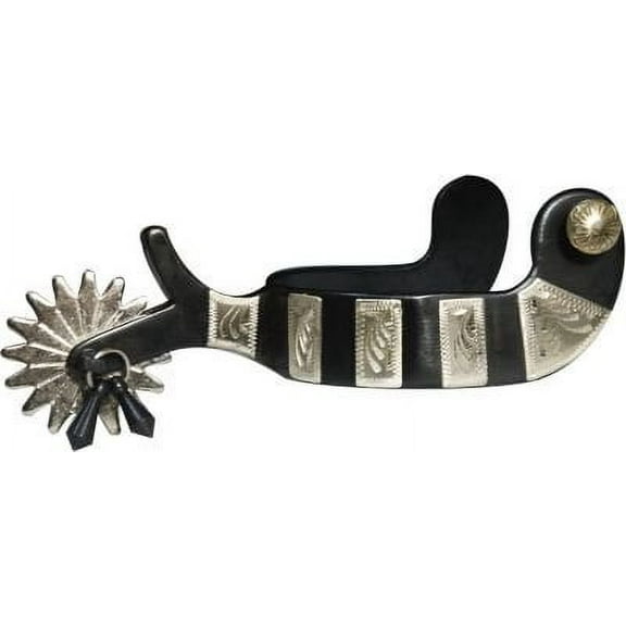 Showman Black Steel Jingle Bob Spurs w/ Engraved Silver Accents