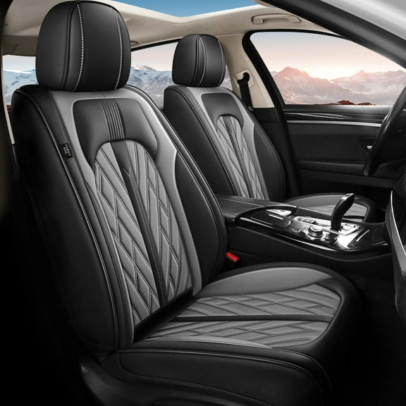 LAONNVIR Car Seat Covers Fit for Kia Sportage 2009-2025 Full Set Leather Seat Cushion Waterproof Automotive Seat Protectors,Black&Grey FullSet(5Seat)