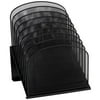 Onyx Mesh Desk Organizer With Tiered Sections, 8 Sections, Letter To Legal Size Files, 11.75" X 10.75" X 14", Black