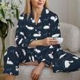 thumbnail image 6 of Honeii Cartoon Swan print Women's Pajama Sets Long Sleeve Button Down Sleepwear Nightwear Soft Pjs Lounge Sets-X-Large, 6 of 7