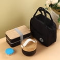 thumbnail image 4 of Double-Layer Japanese Style Bento Box with Natural Bamboo Lid (Serving as Plate/Tray/Cutting Board), Stackable Compartments, Food-Grade PP Material, Includes Matching Polyester Insulation Bag,, 4 of 7