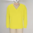 thumbnail image 5 of RRMuAzgs V-neck Long Sleeve Shirts for Women Casual Solid Color Pullover Sweatshirt Oversize Tops Womens Sweaters Plus Size, 5 of 9