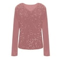 thumbnail image 5 of Cadancy Womens Sequin Top Sparkly Velvet V Neck Long Sleeve Shirts Pullover Tunic Tops Fashion Dressy Evening Party Night Out Concert Glitter Outfits, 5 of 6