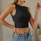 thumbnail image 2 of Camiseta sin mangas de punto acanalado para mujer: lazo en la espalda, diseño corto, espalda sexy, ropa informal., 2 of 5