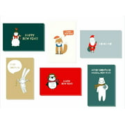 16 Pack Small Size Merry Christmas Cards with Envelopes, 3.3 x 5 Inch, White Color Shiny Colorful Merry Christmas Xmas Winter Holiday Style Festival Greetings Cards, Pack of 16, 2X8 shiny Bronzing