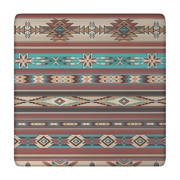 Brown Geometric Triangle Diamond Pattern Square Fitted Tablecloth with Elastic Edge,Square Table Cover,Washable Elastic Table Cover for Home Kitchen Party Decor 34"x34"