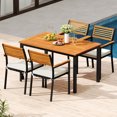 thumbnail image 2 of Gymax Ensemble de Mobilier de Patio 7 Pcs Ensemble de Chaises de Salle à Manger d'Extérieur pour 6 avec Bois d'Acacia et Cadre en Métal, 2 of 10