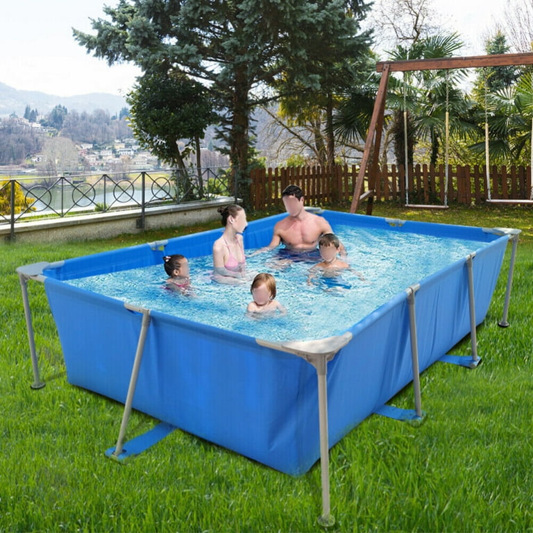 Rectangular Metal Frame Swimming Pool, 10FT Outdoor Backyard Above