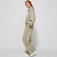 thumbnail image 6 of Huankd Womens 2 Piece Outfits Sweatsuit Set Oversized Half Zip Sweatshirt Wide Leg Sweatpants Lounge Set Tracksuit Khaki XL, 6 of 7