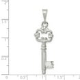 thumbnail image 2 of 925 Sterling Silver Polished and Textured Key Pendant Necklace 36mm long Pendant for Women, 2 of 2