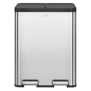 EKO Essential Kitchen Trash Can, 16 Gallon Stainless Steel Recycling Garbage Bin, Silver with Sample Trash Bags Included