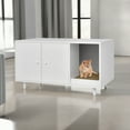 thumbnail image 2 of Demi Bonn 35" Hidden Cat Litter Box Enclosure with Divider and Double Doors, Cat House Washroom Furniture, White, 2 of 7