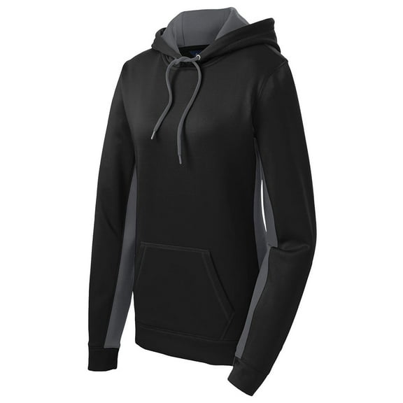Sport-Tek Ladies Sport-Wick Fleece Colorblock Hooded Pullover. LST235