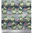 thumbnail image 1 of Soimoi Poly Georgette Fabric Leaves & Magnolia Floral Print Sewing Fabric Yard 52 Inch Wide, 1 of 5