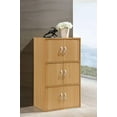 thumbnail image 3 of Hodedah 3-Shelf, 6-Door Multipurpose Bookcase, Beech, 3 of 6