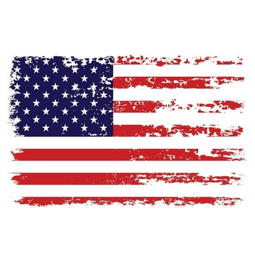 American Flag Decal - Tattered American Flag Sticker for Cars, Trucks & Windows - Patriotic Flag Decal (Distressed Bumper Sticker 5.4x3.6 inches)