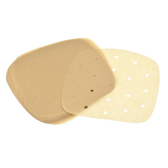 Papel pergamino para freidora de aire Uxcell de 6.5 pulgadas, 200 piezas de forros de papel para hornear cuadrados para freidora, marrón
