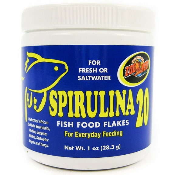 Zoo Med Spirulina 20 Fish Food Flakes [Aquarium Herbivore Food, Aquarium Supplies] 9 oz (9 x 1 oz)
