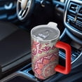 thumbnail image 4 of 40 oz Stainless Steel Boho Mandala Tumbler Travel Must Have Cup Vacuum Insulated with Handle Flip Straw Lid Leak Proof Gift for Men Women, 4 of 5
