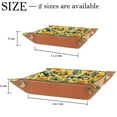 thumbnail image 4 of Women Girls Leather Square Dish Trinket Plate Jewelry Tray for Mothers Day Birthday Gift, Elephants Sunflower Palm Pattern, 4 of 6