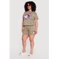 thumbnail image 2 of Women's Plus Size Acid Wash Lip Graphic Shorts, 2 of 4