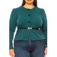 thumbnail image 6 of Women's Plus Size Collarless Button Down Jacket with Belt Accent, 6 of 7