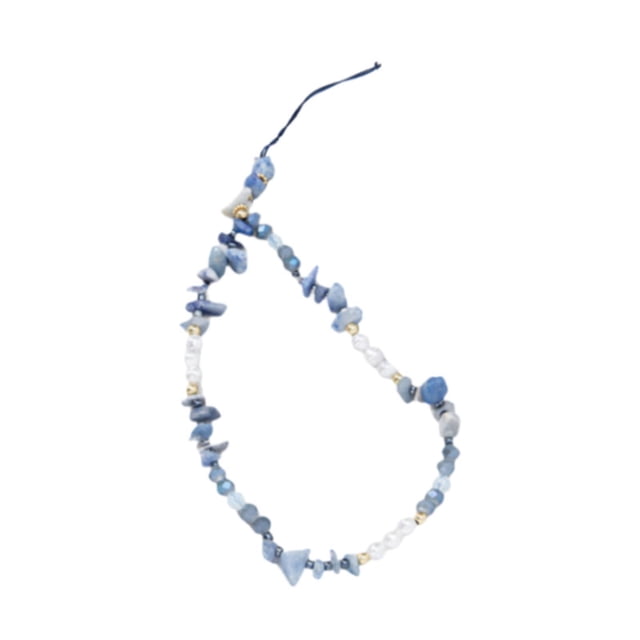 Monedero con cuentas para teléfono, accesorio decorativo multiusos, llavero con cordón para teléfono Azul