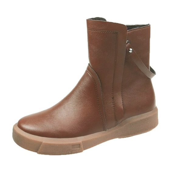 NOKIO Edgy Women'S Short Booties Women'S Leather Martin Boots Women Boots Ankle Boots Fashion Retro Platform Shoes Round Toe Zipper Shoes Trendy Women'S Ankle Booties Chic Women'S Short Booties