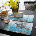 thumbnail image 3 of Table Runner with 6 Place Mats, Ocean Sea Turtle Wood Grain Background Cotton-Linen Dining Mat Sets Heat Resistant Washable Placemat for Dining Table/Kitchen/Living Room/Office/Picnic 13x70 Inch, 3 of 7