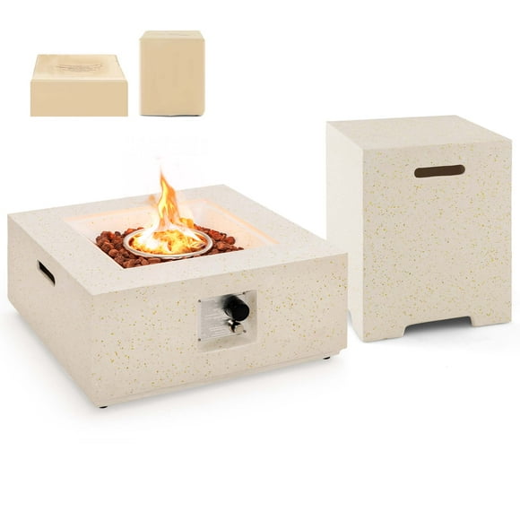 Costway 28" Patio Propane Fire Pit Table w/Hideaway Tank Holder Outdoor Gas Fire Table