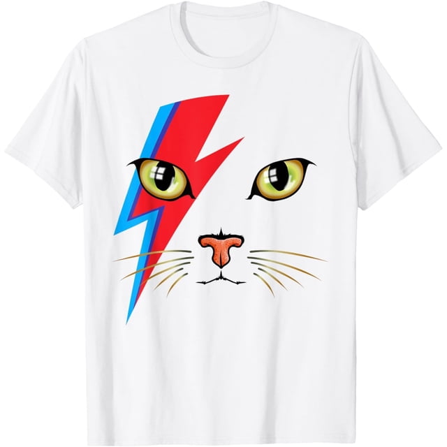 Meowie Bowie Cat Retro Kitty Cat Funny Glam Rock Music Camiseta
