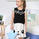 thumbnail image 4 of Balery Cat Meow Camisón de princesa para niñas, pijama de algodón con mangas abullonadas, suave y bonito.-Small, 4 of 6