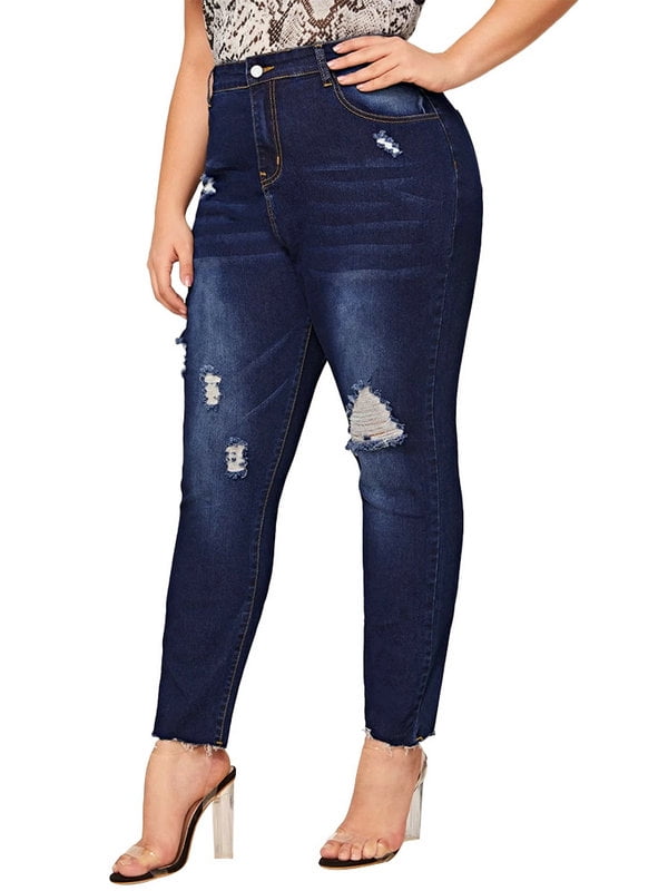 plus size jeans with holes