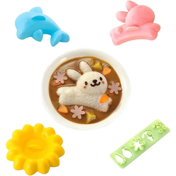 Molde de arroz, Molde de prensa de sushi, Molde de prensa de arroz, Cortador de prensa de alimentos, Flor de conejo delfín Sushi Bento Maker Molde Moldeador de bolas de arroz Bento Accesorios Her