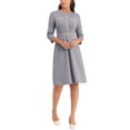 thumbnail image 2 of INSPIRE CHIC Women's A-Line Dress Contrast Color Wear-to-Work Tweed Trim Dresses XL Grey, 2 of 6