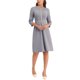 thumbnail image 2 of INSPIRE CHIC Vestido A-Line para Mujeres con Color Contrastante para Trabajar con Detalles de Tweed en Gris, 2 of 6