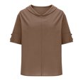 thumbnail image 4 of Camiseta con Botón Mujeres, Sudadera Casual Color Sólido Camiseta de Cuello en V de Manga Corta para Diario, Compras Y Salida, 4 of 8
