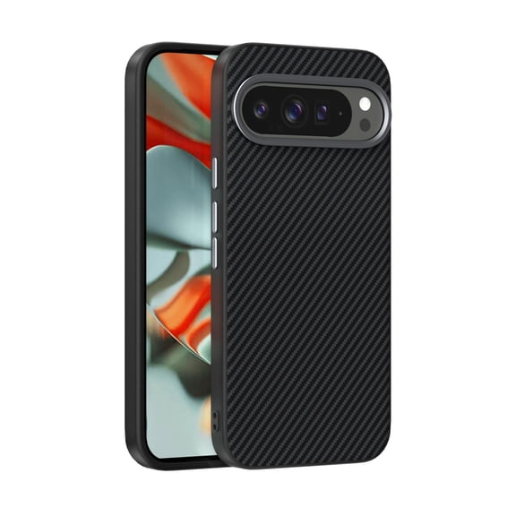 Magnetic Case for Google Pixel 9 / 9 Pro, Compatible with MagSafe, Carbon Fiber Texture PC TPU Ultra Slim Drop Protective Shockproof Anti-Scratch Lightweight Thin Fit Phone Case Cover, Black